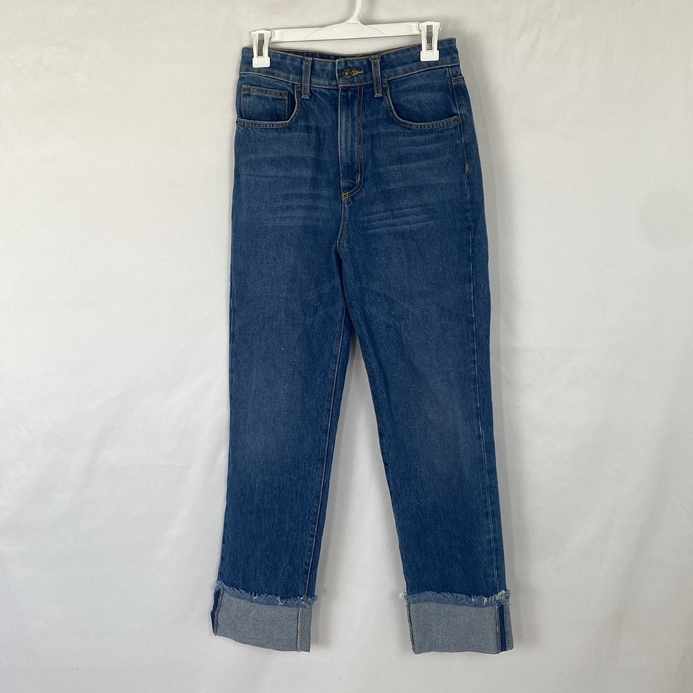 CARMAR High Rise Sewn Hem Dark Wash Size 26 Casual 100% Cotton Straight Leg